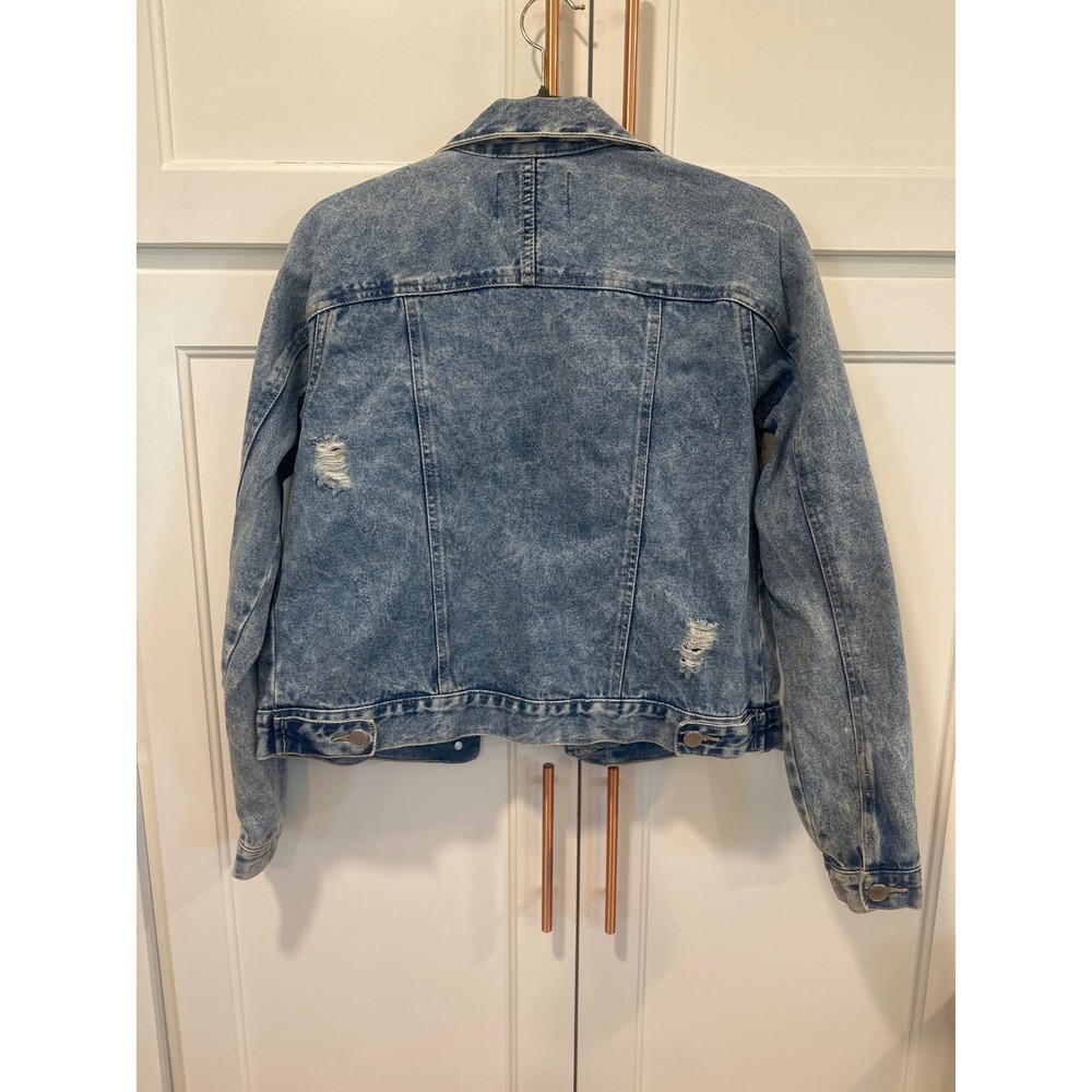 Alivia Ford Womens Distressed Acid Wash Denim boho Jacket Blue Size Medium read - Picture 5 of 10